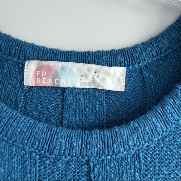 Free People Beach Theo Sweater Midi Dress Out Of The Blue S Ribbed Textured Boho - Picture 6 of 14